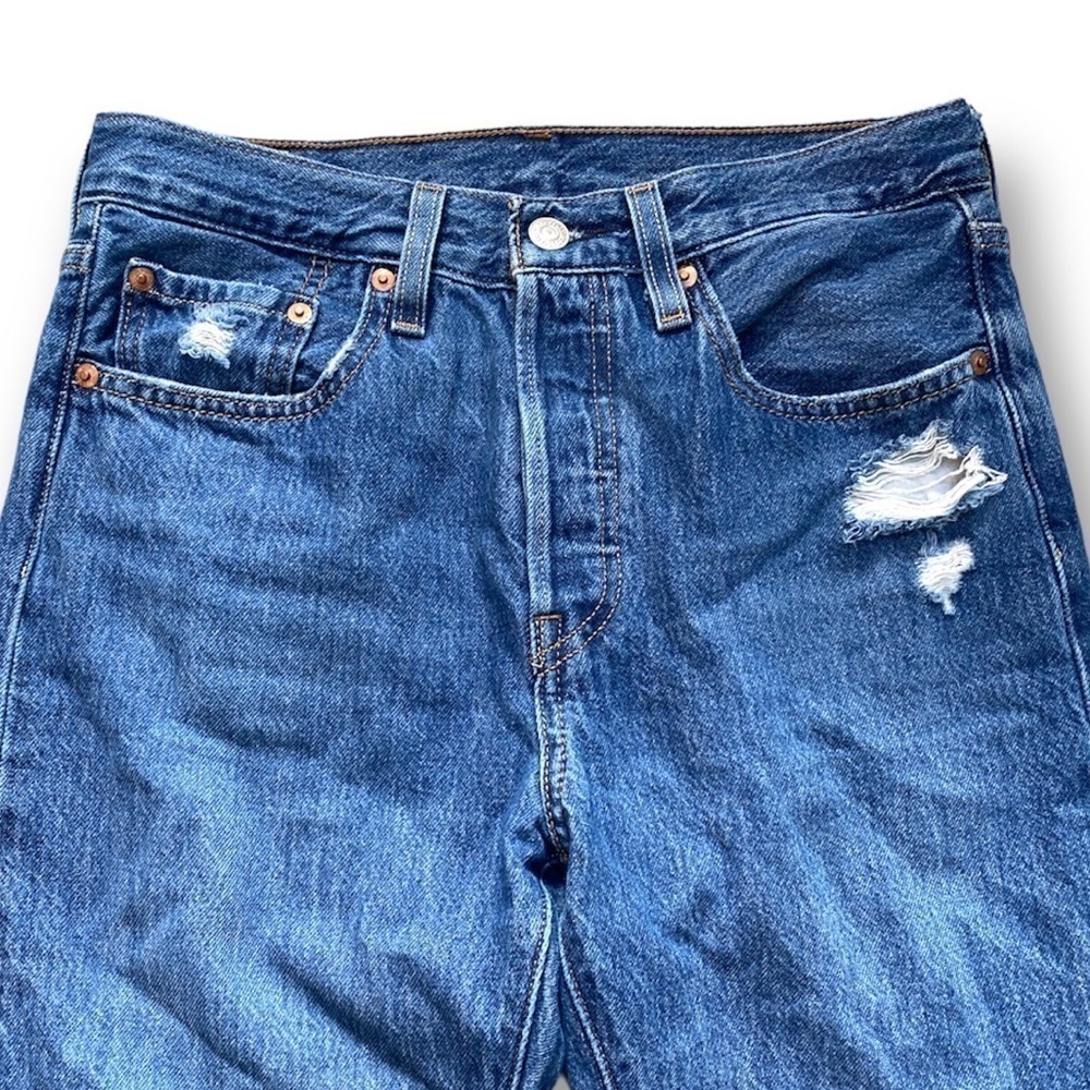 LEVI’S 501 Distressed Skinny Ankle Jeans Size 27 - Picture 3 of 8